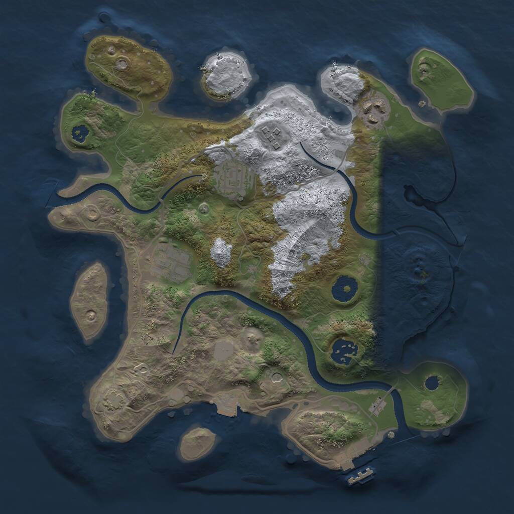 Rust Map: Procedural Map, Size: 3000, Seed: 2267547, 9 Monuments