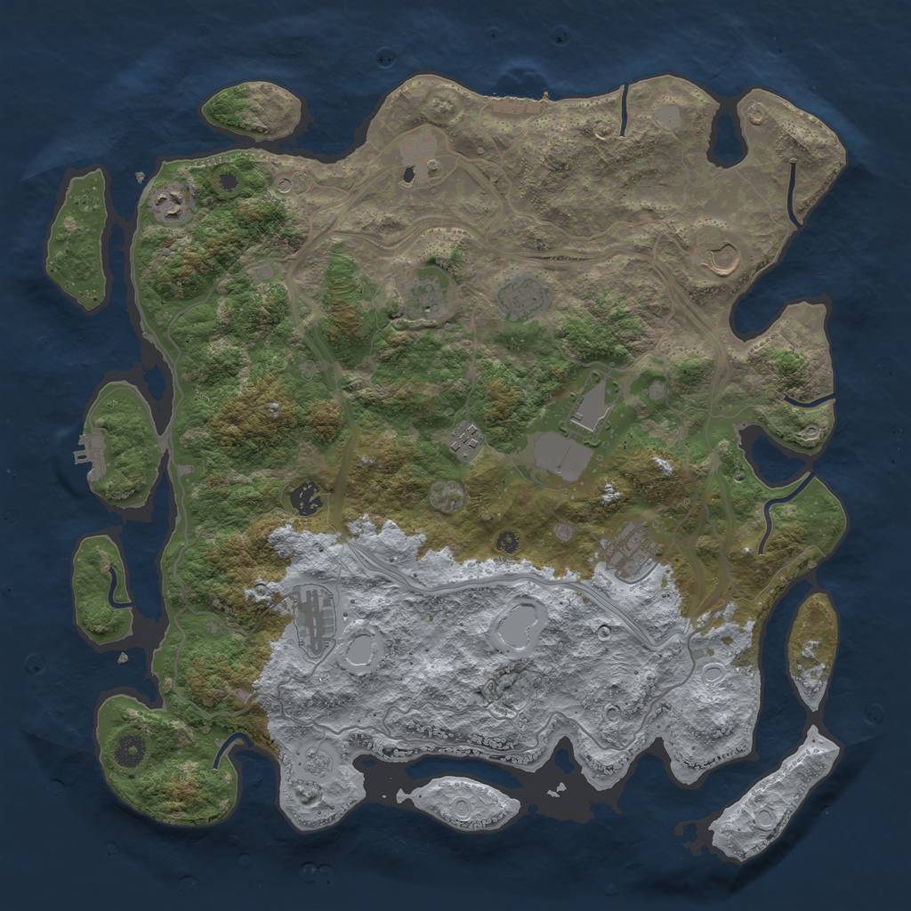 Rust Map: Procedural Map, Size: 4250, Seed: 1383924325, 19 Monuments
