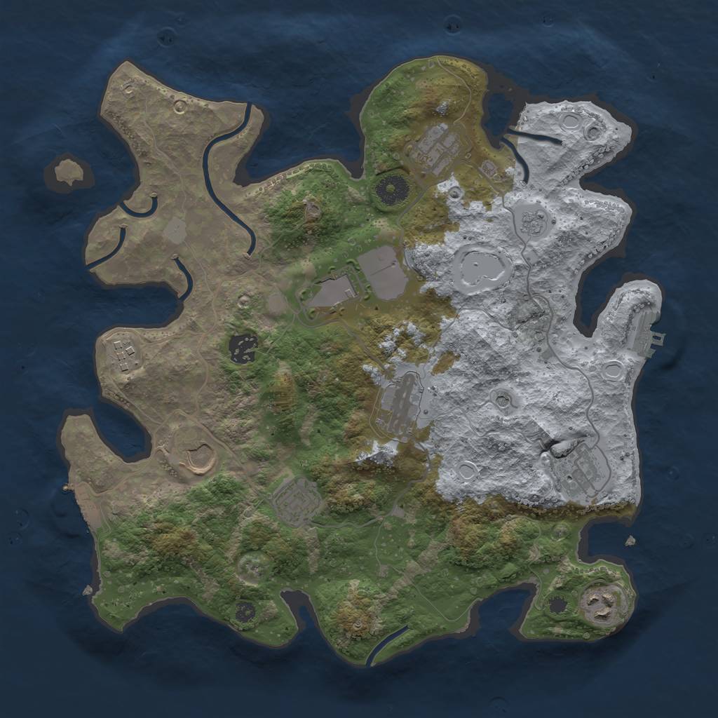 Rust Map: Procedural Map, Size: 3500, Seed: 1971520958, 18 Monuments