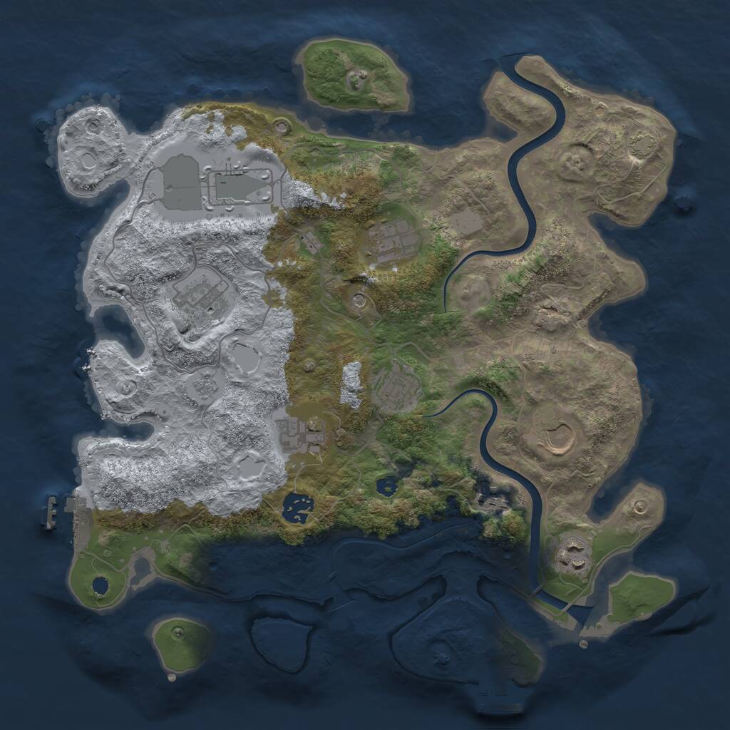 Rust Map: Procedural Map, Size: 3500, Seed: 1647203516, 15 Monuments