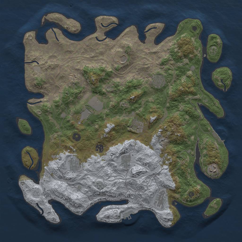 Rust Map: Procedural Map, Size: 4300, Seed: 2053248403, 20 Monuments