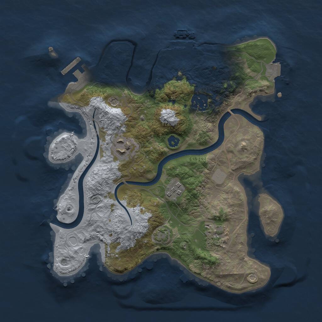 Rust Map: Procedural Map, Size: 2750, Seed: 17632456, 9 Monuments