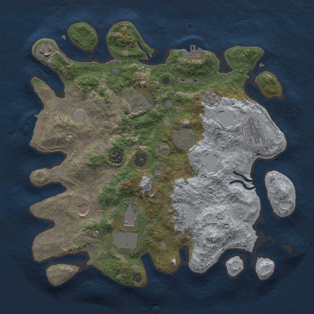 Rust Map: Procedural Map, Size: 3500, Seed: 2144698961, 18 Monuments