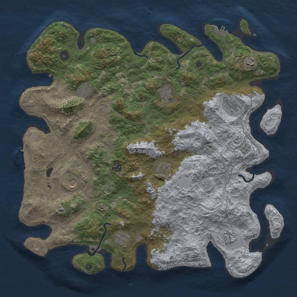 Rust Map: Procedural Map, Size: 4500, Seed: 1875694199, 19 Monuments