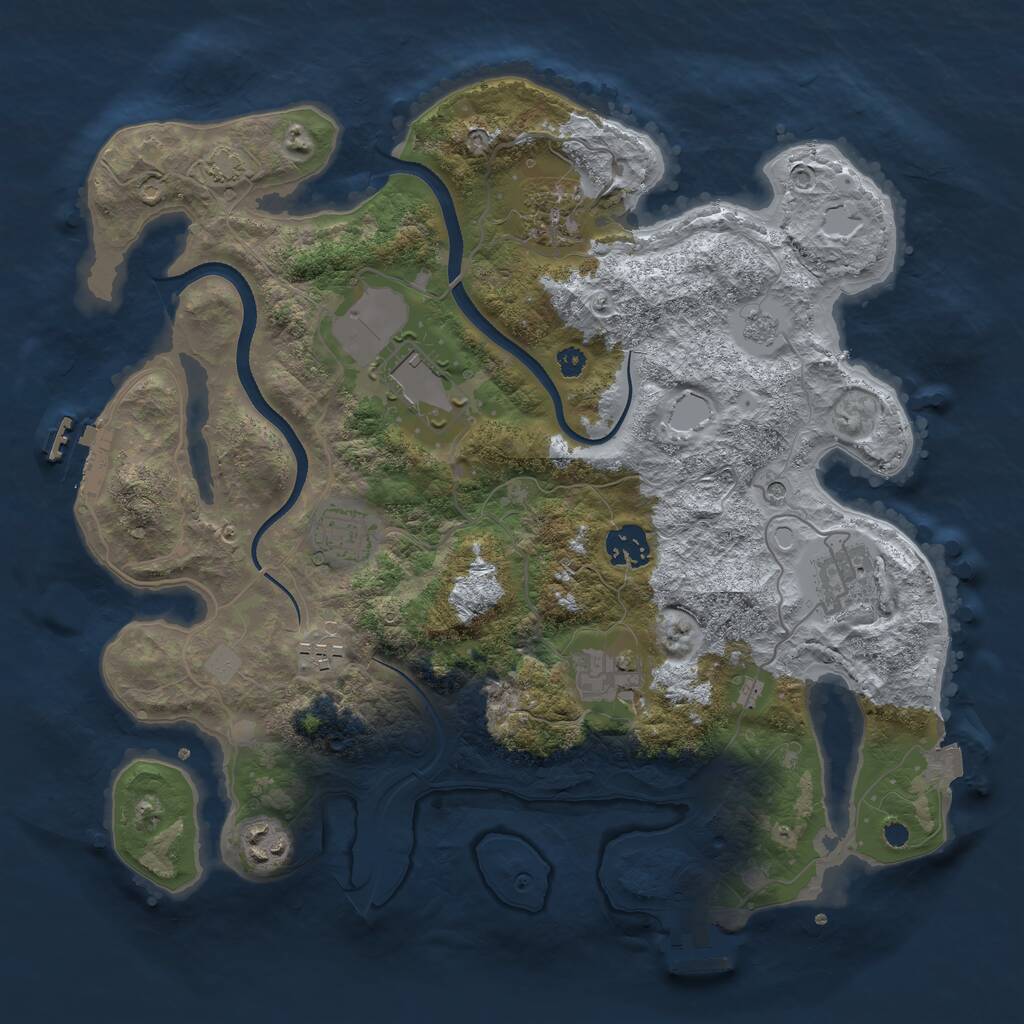 Rust Map: Procedural Map, Size: 3500, Seed: 222208459, 14 Monuments