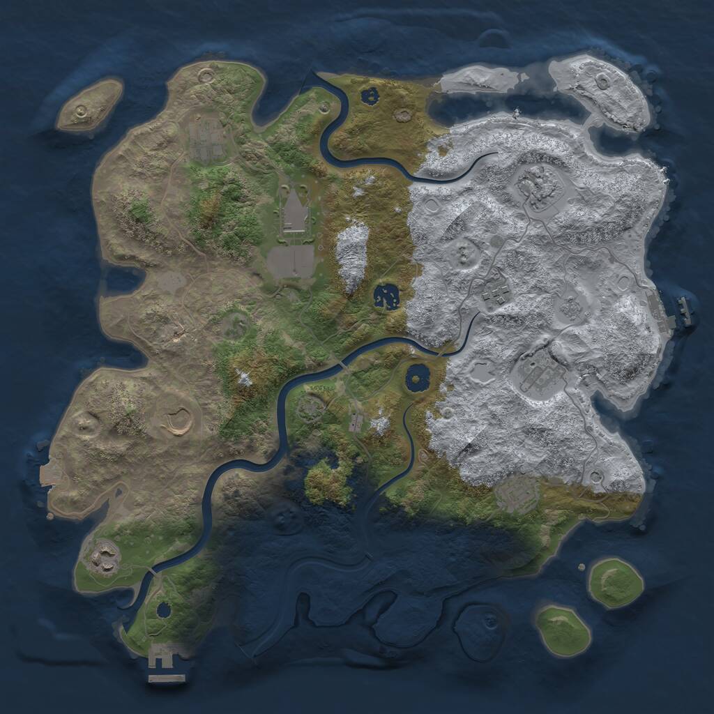 Rust Map: Procedural Map, Size: 3950, Seed: 68583480, 15 Monuments