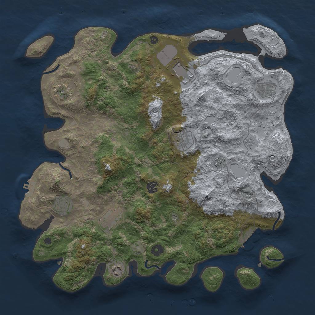 Rust Map: Procedural Map, Size: 3950, Seed: 68583480, 18 Monuments