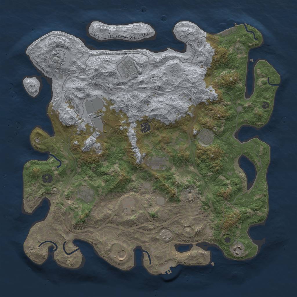 Rust Map: Procedural Map, Size: 4250, Seed: 1070041203, 20 Monuments