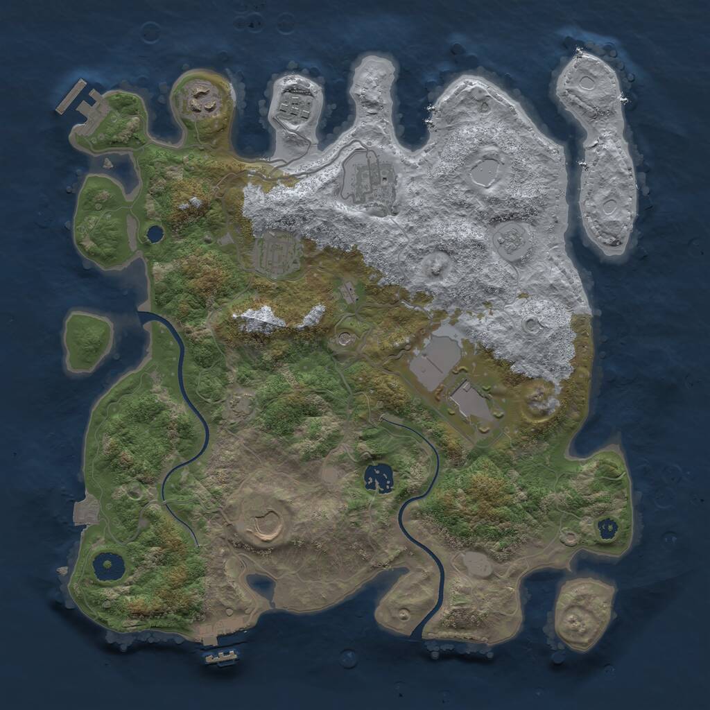 Rust Map: Procedural Map, Size: 3500, Seed: 1347223250, 13 Monuments