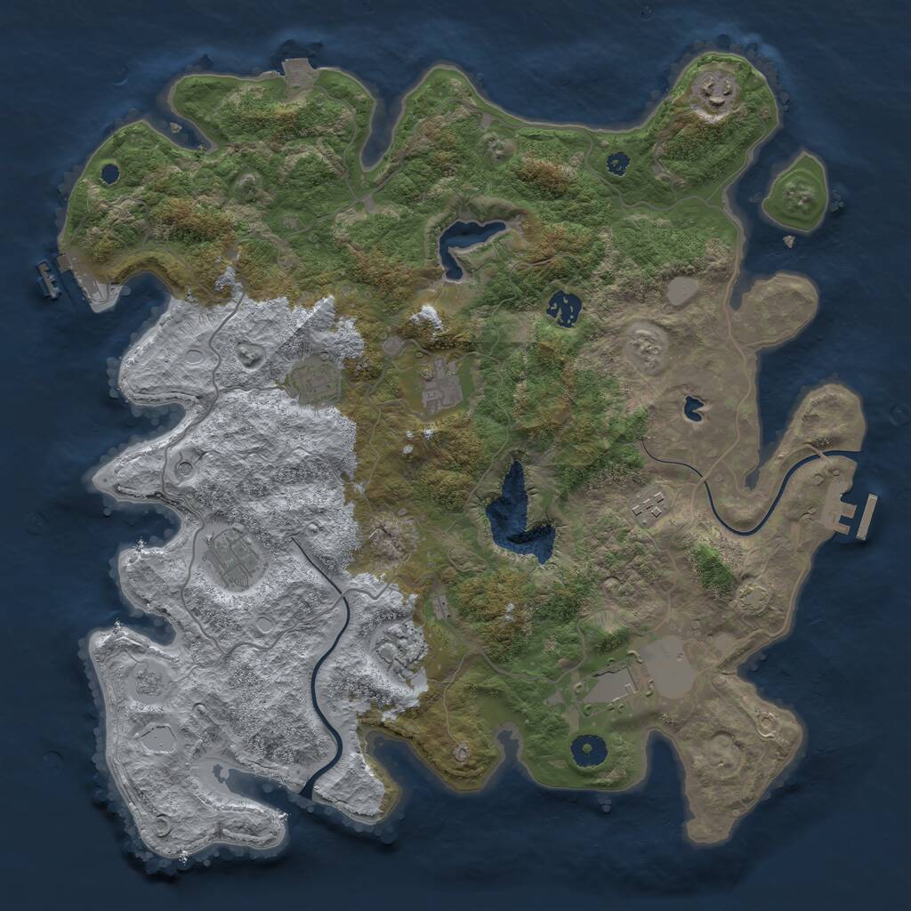Rust Map: Procedural Map, Size: 4000, Seed: 910841502, 14 Monuments