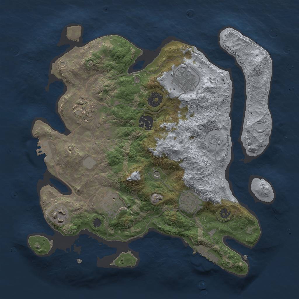 Rust Map: Procedural Map, Size: 3000, Seed: 5225724, 15 Monuments
