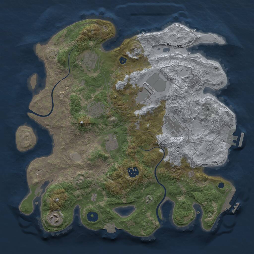 Rust Map: Procedural Map, Size: 3500, Seed: 842388887, 13 Monuments