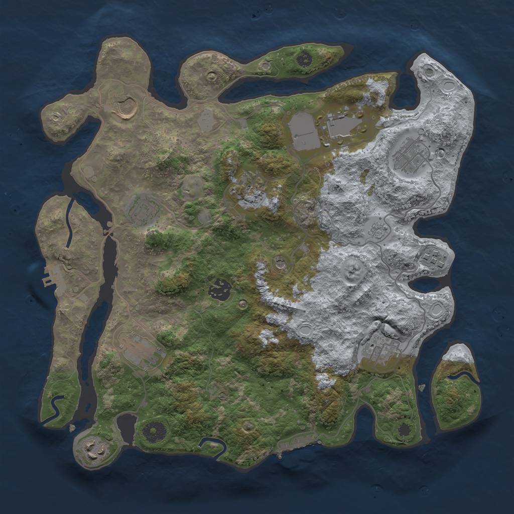 Rust Map: Procedural Map, Size: 3500, Seed: 1623629447, 19 Monuments