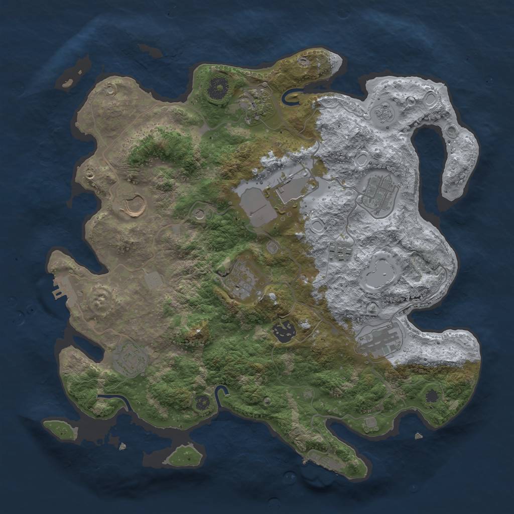 Rust Map: Procedural Map, Size: 3500, Seed: 5225724, 18 Monuments