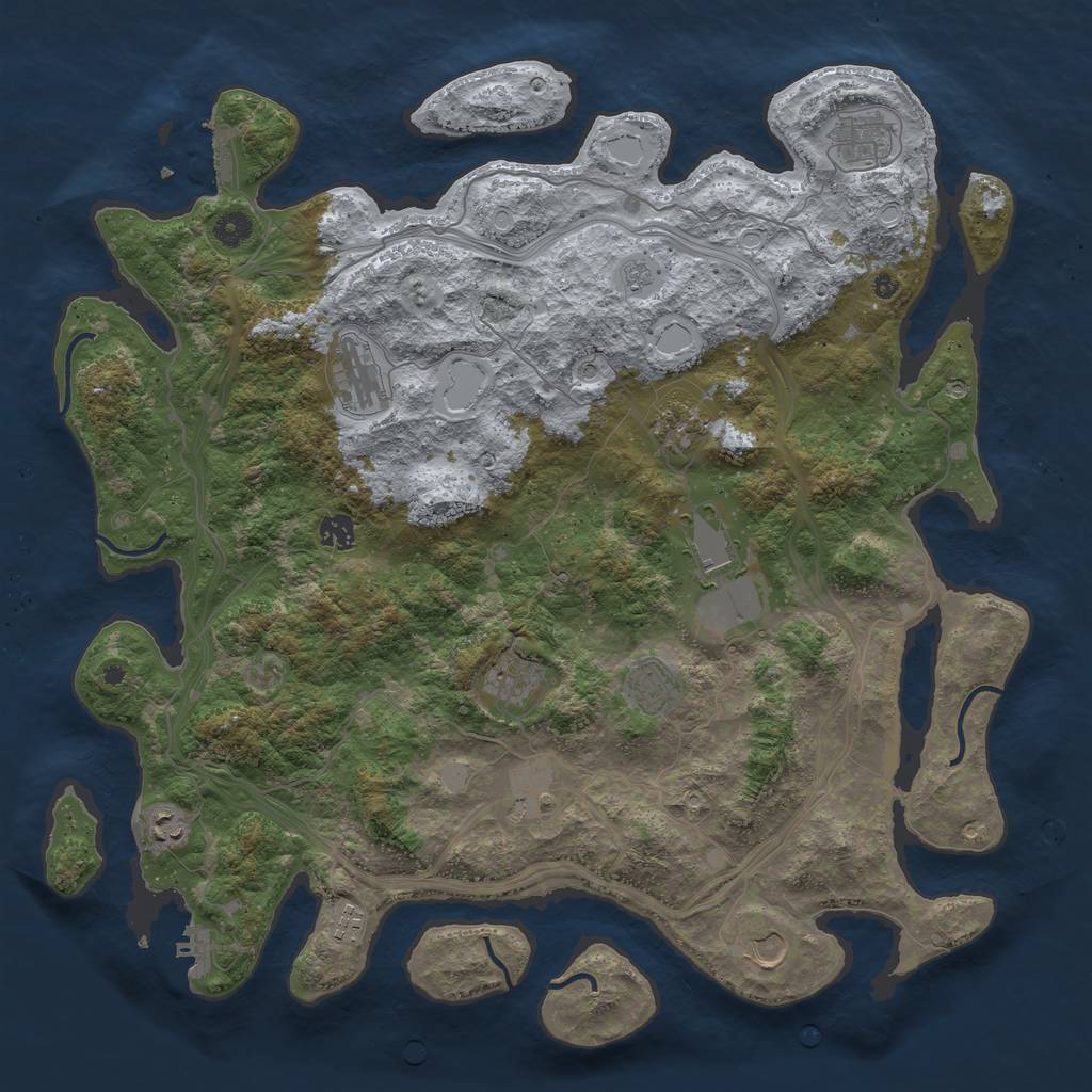 Rust Map: Procedural Map, Size: 4500, Seed: 33251, 20 Monuments