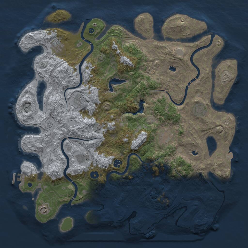 Rust Map: Procedural Map, Size: 4500, Seed: 1015649361, 14 Monuments