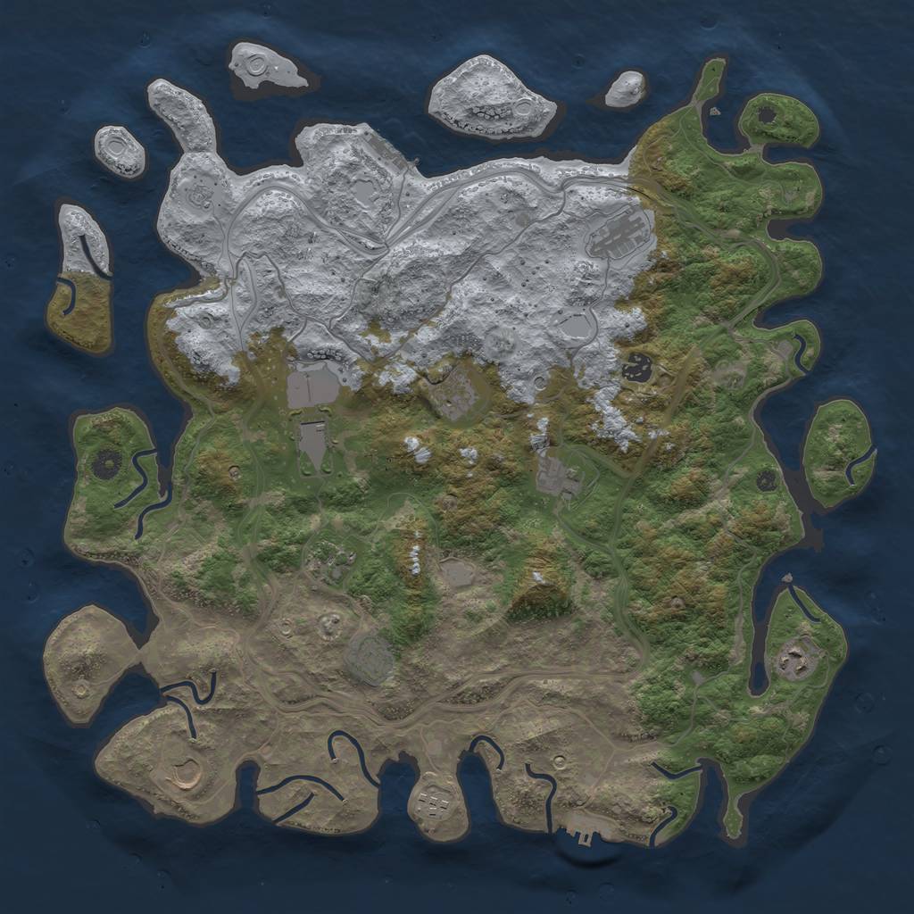Rust Map: Procedural Map, Size: 4500, Seed: 1743286787, 19 Monuments