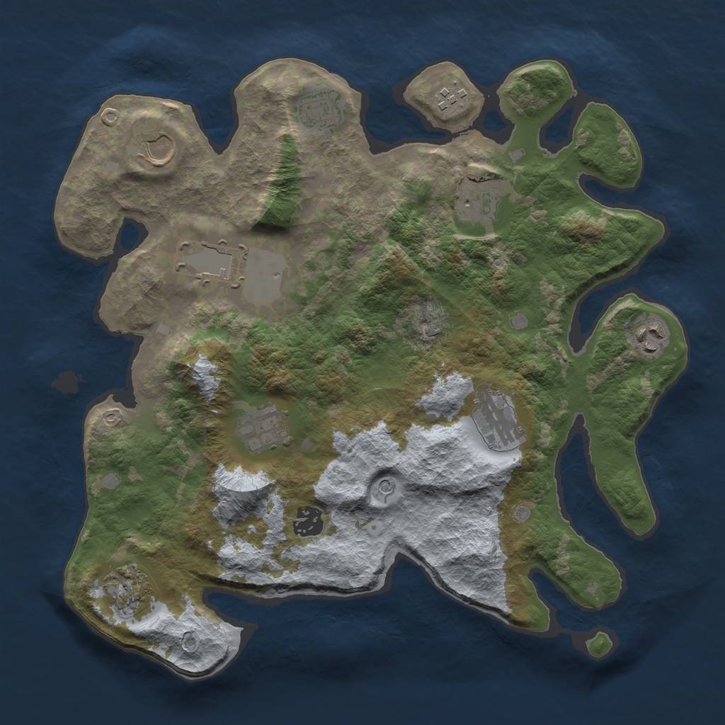 Rust Map: Barren, Size: 3500, Seed: 1127121301, 13 Monuments