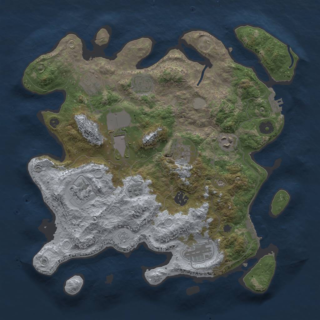 Rust Map: Procedural Map, Size: 3500, Seed: 512635857, 18 Monuments