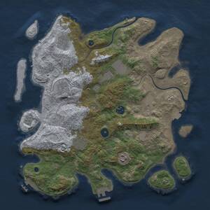 Thumbnail Rust Map: Procedural Map, Size: 3700, Seed: 709761445, 14 Monuments