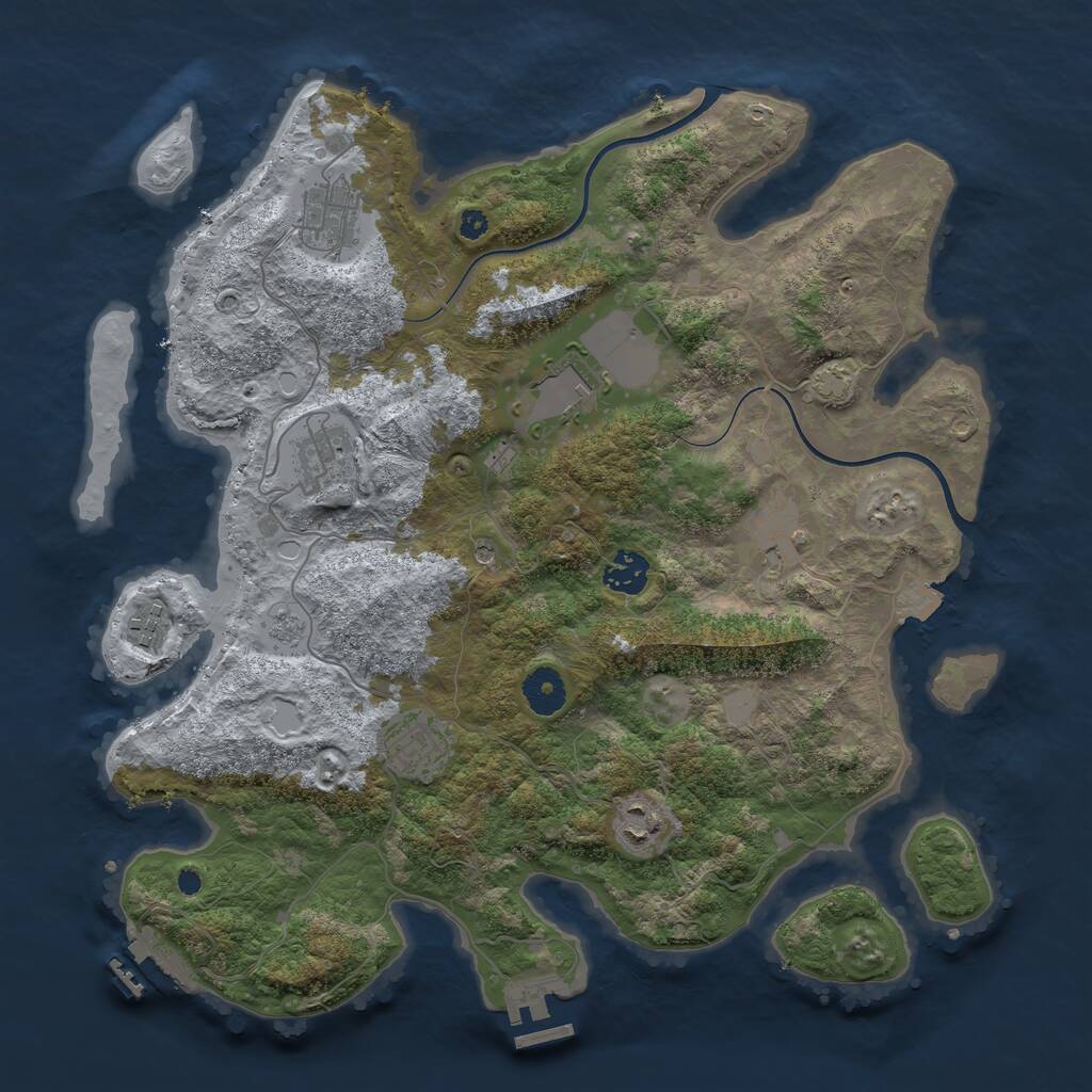 Rust Map: Procedural Map, Size: 3700, Seed: 709761445, 14 Monuments