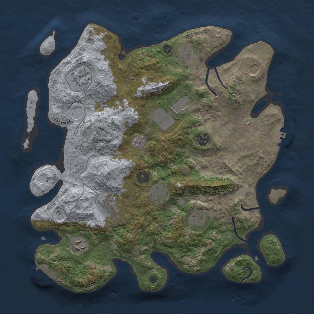 Rust Map: Procedural Map, Size: 3700, Seed: 709761445, 19 Monuments