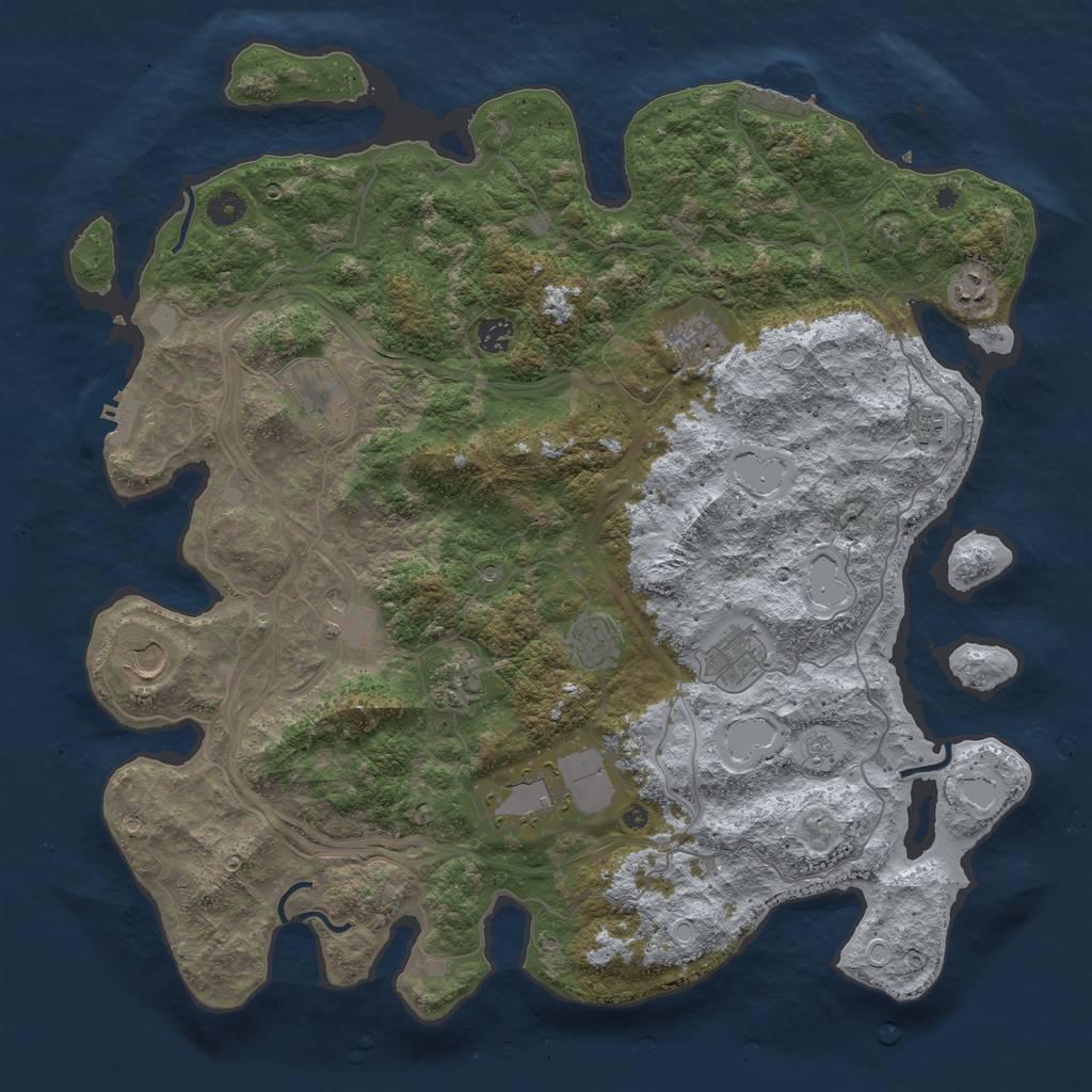 Rust Map: Procedural Map, Size: 4500, Seed: 1101859699, 20 Monuments