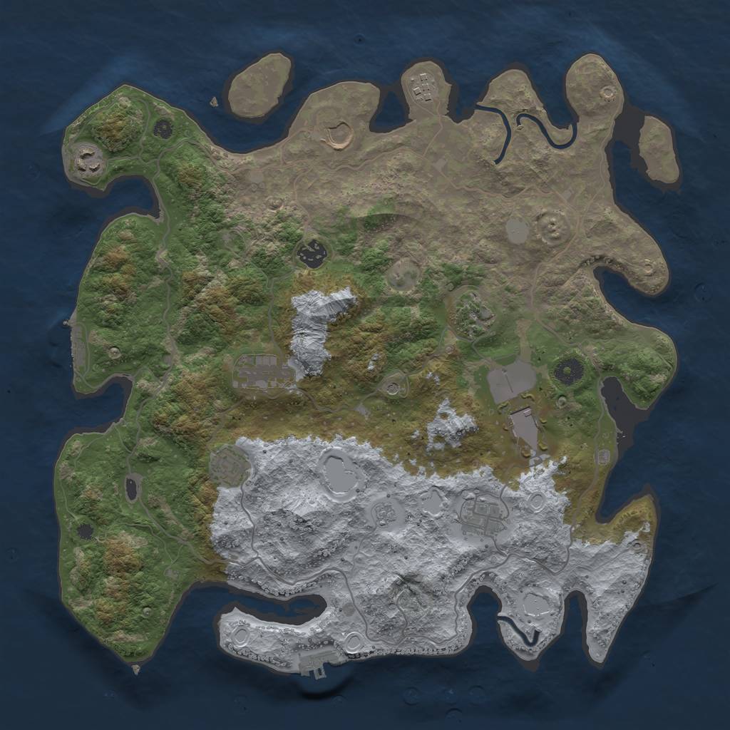 Rust Map: Procedural Map, Size: 4000, Seed: 617903894, 18 Monuments