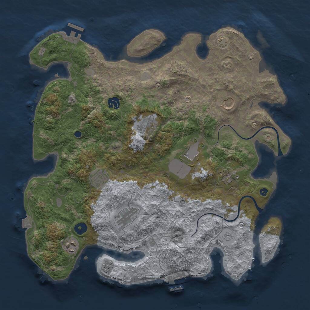 Rust Map: Procedural Map, Size: 3800, Seed: 617903894, 15 Monuments