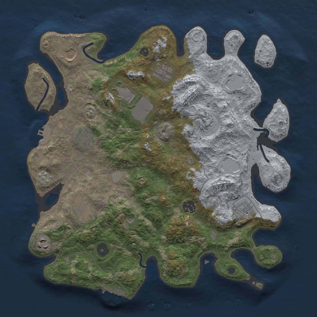 Rust Map: Procedural Map, Size: 3700, Seed: 549871397, 19 Monuments