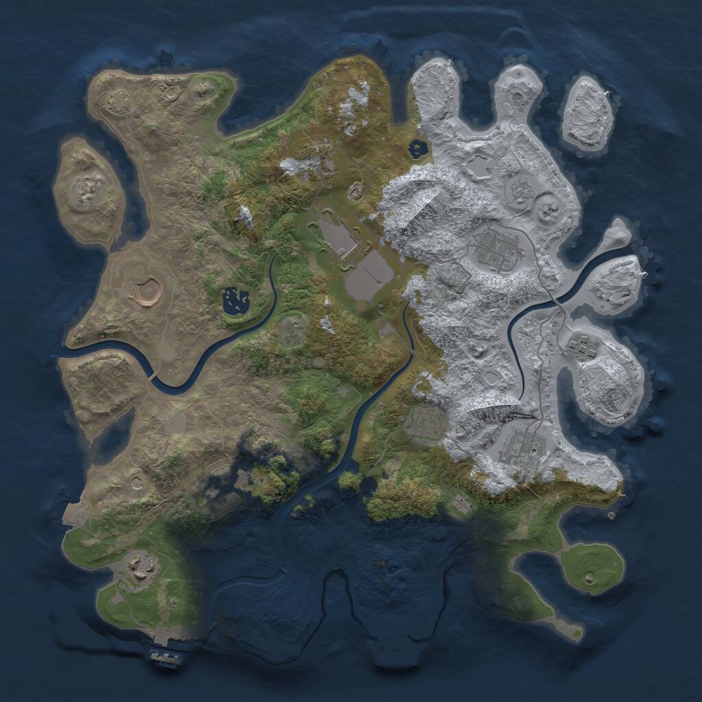 Rust Map: Procedural Map, Size: 3700, Seed: 549871397, 16 Monuments