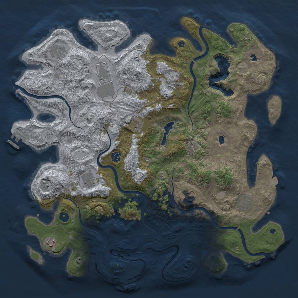 Rust Map: Procedural Map, Size: 4500, Seed: 12369, 16 Monuments