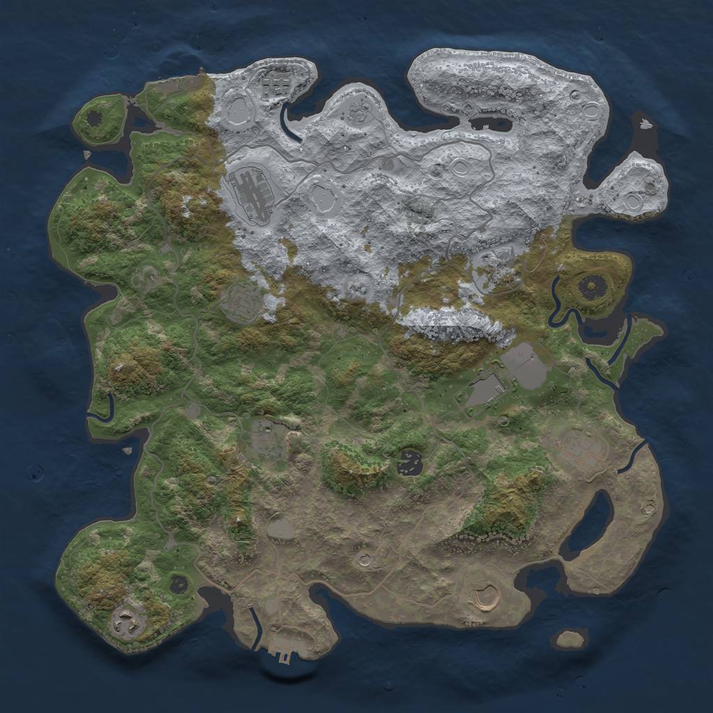 Rust Map: Procedural Map, Size: 4000, Seed: 138168745, 19 Monuments