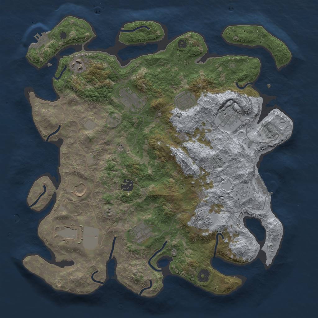 Rust Map: Procedural Map, Size: 3700, Seed: 1839660542, 19 Monuments