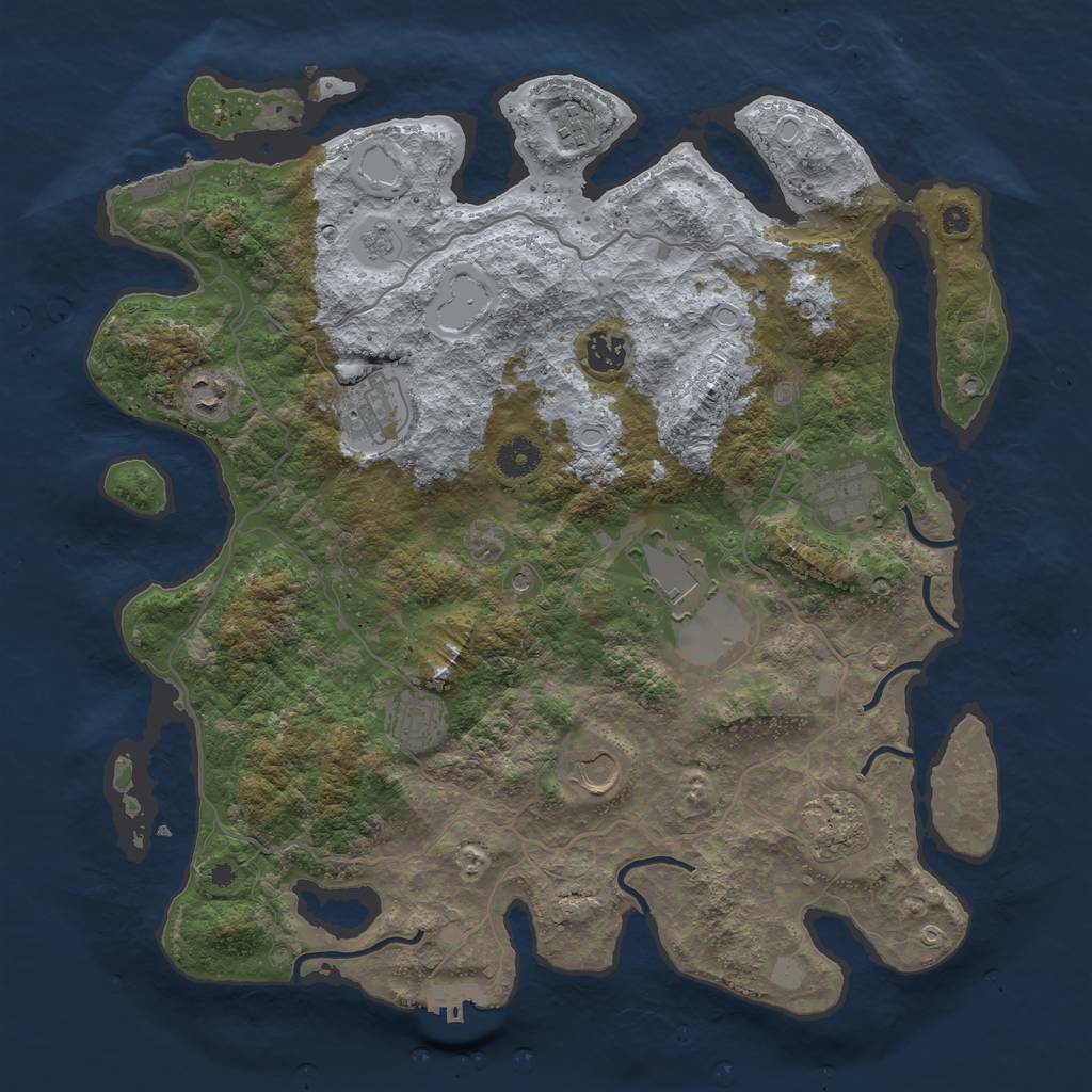 Rust Map: Procedural Map, Size: 4000, Seed: 1597328, 18 Monuments