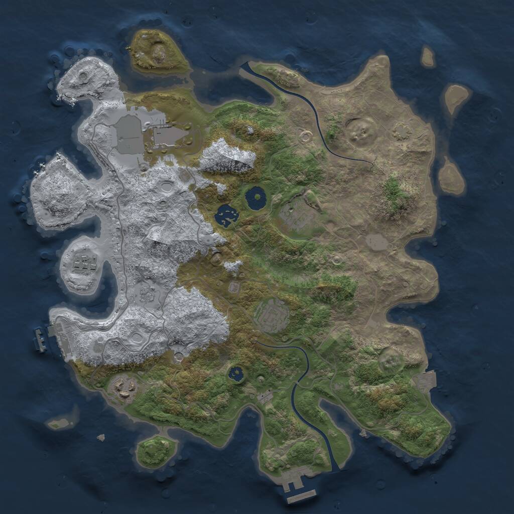 Rust Map: Procedural Map, Size: 3500, Seed: 373939135, 12 Monuments