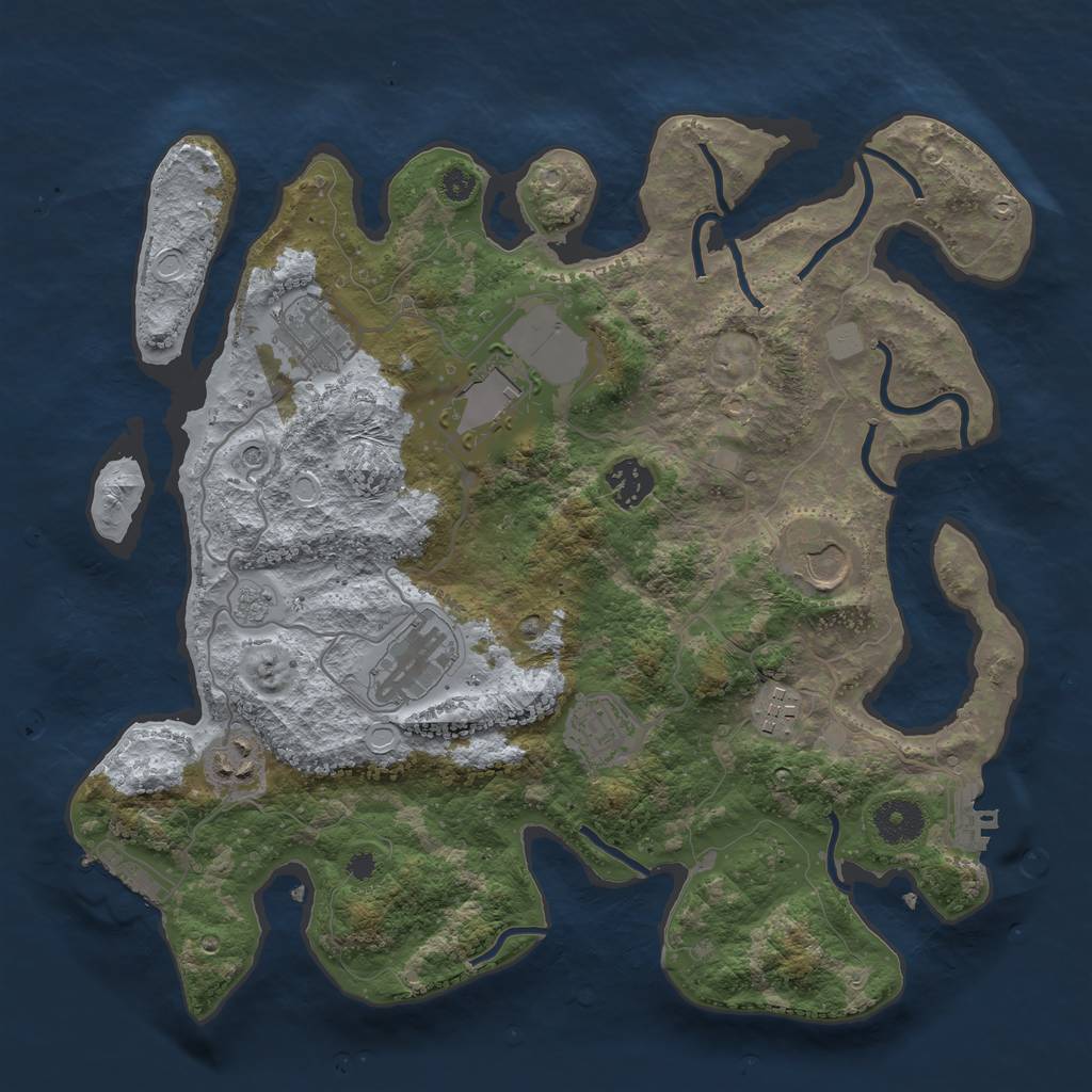 Rust Map: Procedural Map, Size: 3500, Seed: 31974, 17 Monuments