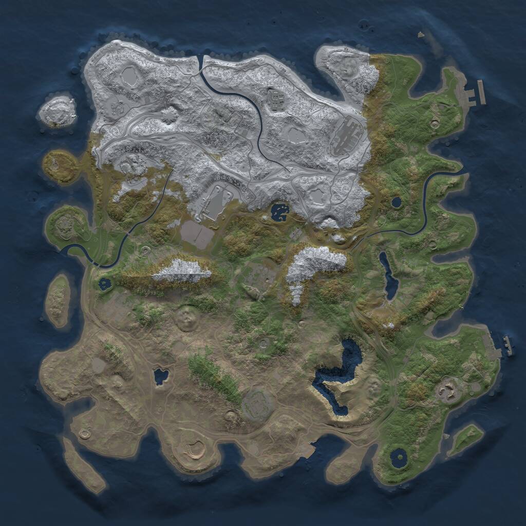 Rust Map: Procedural Map, Size: 4250, Seed: 1243297252, 16 Monuments