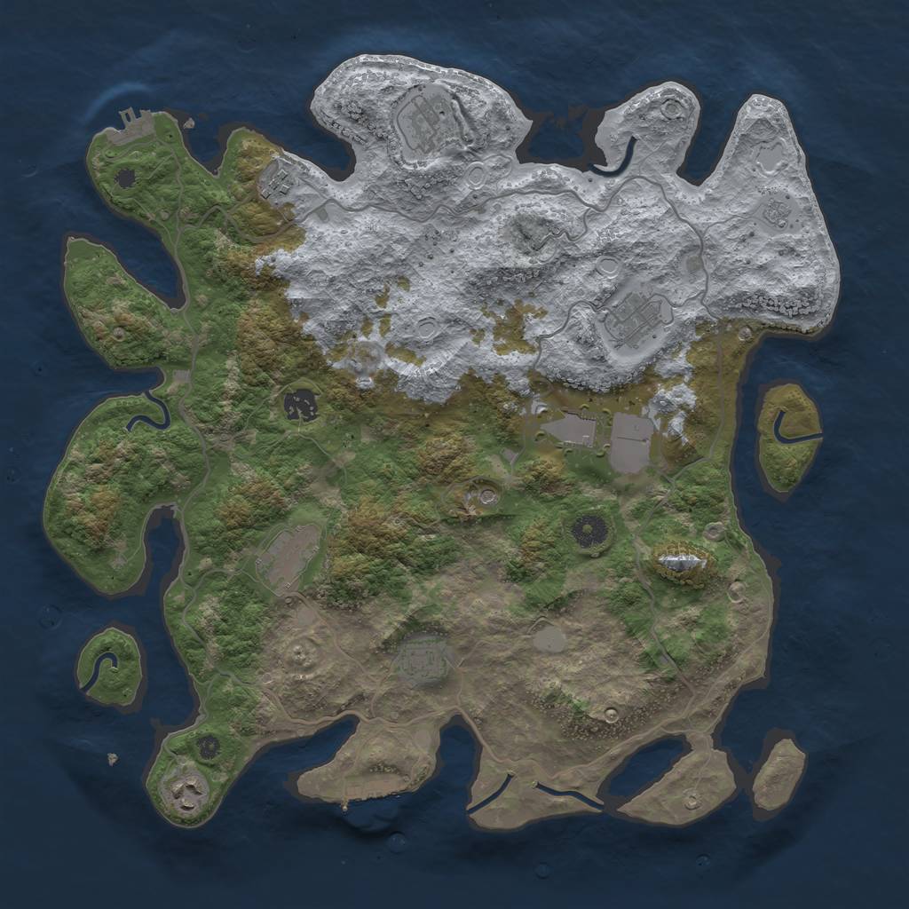 Rust Map: Procedural Map, Size: 4000, Seed: 1234546789, 17 Monuments
