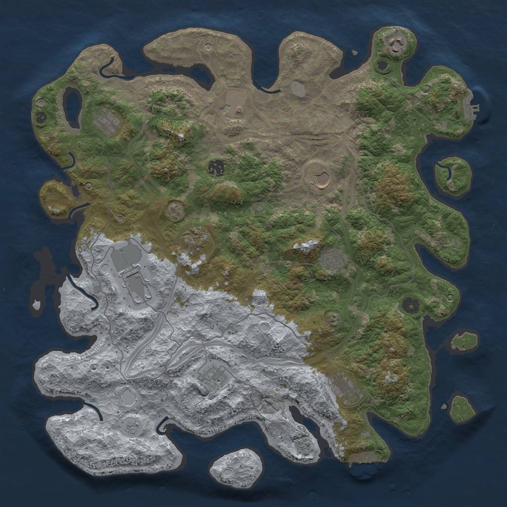 Rust Map: Procedural Map, Size: 4500, Seed: 44379634, 20 Monuments
