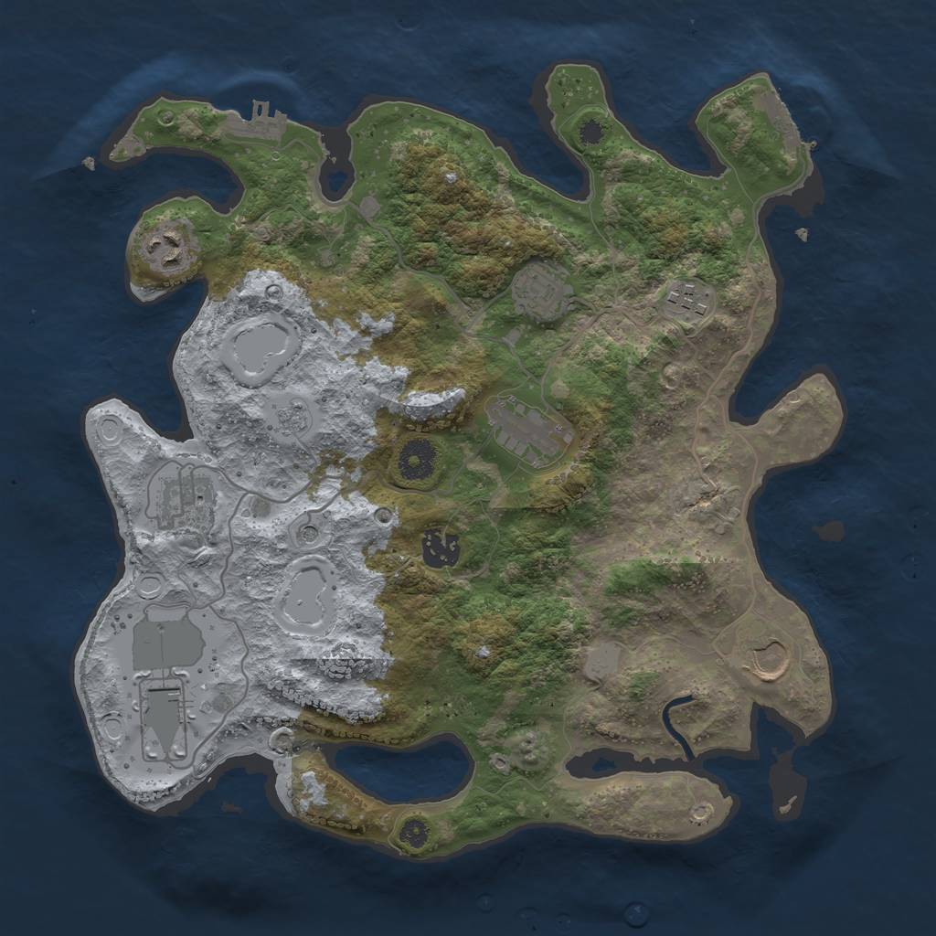 Rust Map: Procedural Map, Size: 3500, Seed: 477584152, 17 Monuments