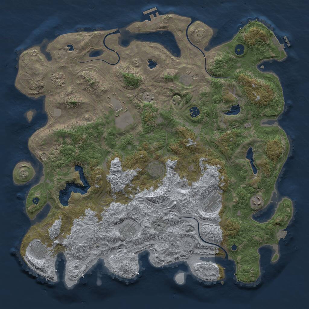 Rust Map: Procedural Map, Size: 4500, Seed: 2002, 16 Monuments