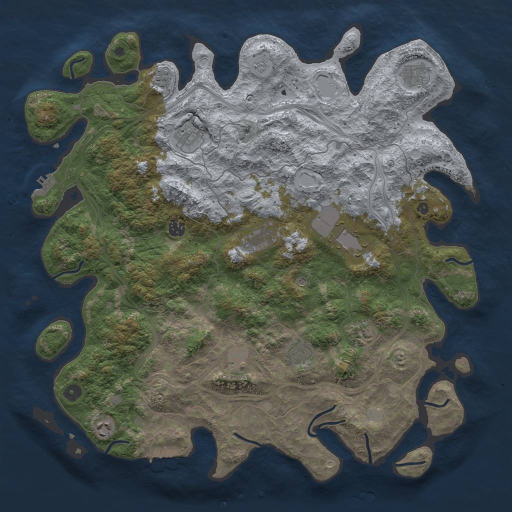 Rust Map: Procedural Map, Size: 4500, Seed: 216845289, 19 Monuments