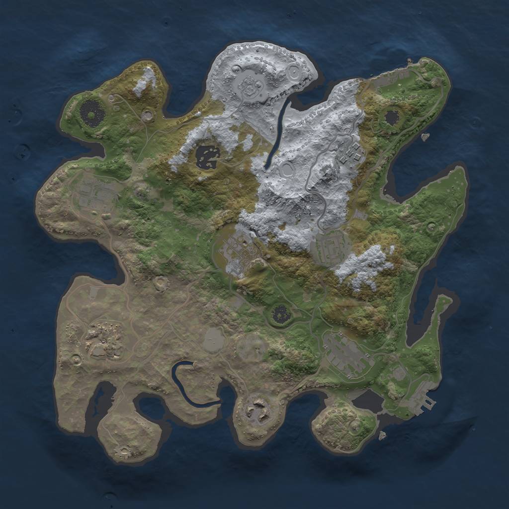 Rust Map: Procedural Map, Size: 3000, Seed: 1273746340, 16 Monuments
