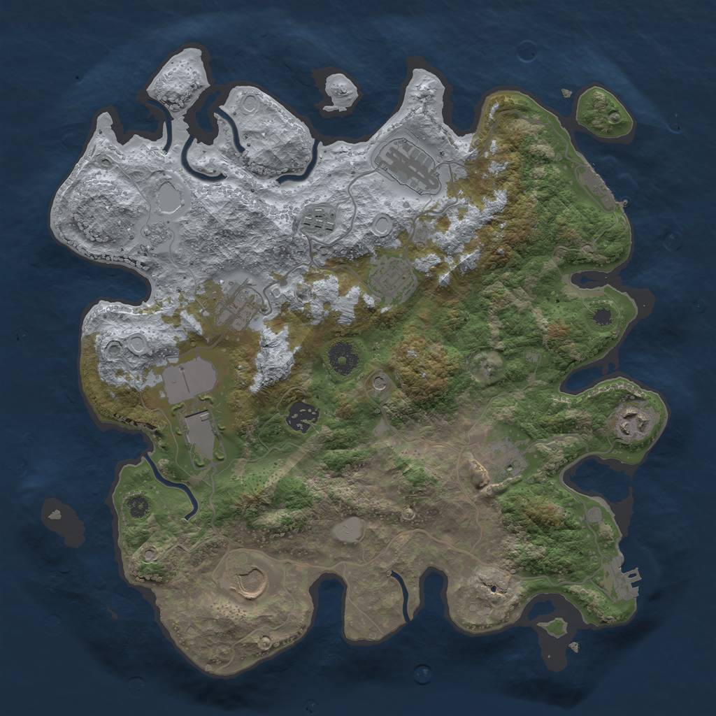 Rust Map: Procedural Map, Size: 3500, Seed: 20133, 18 Monuments