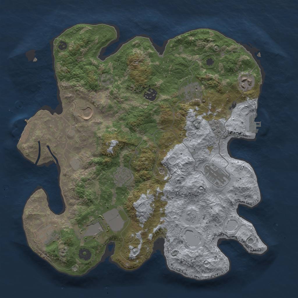 Rust Map: Procedural Map, Size: 3500, Seed: 296868699, 18 Monuments