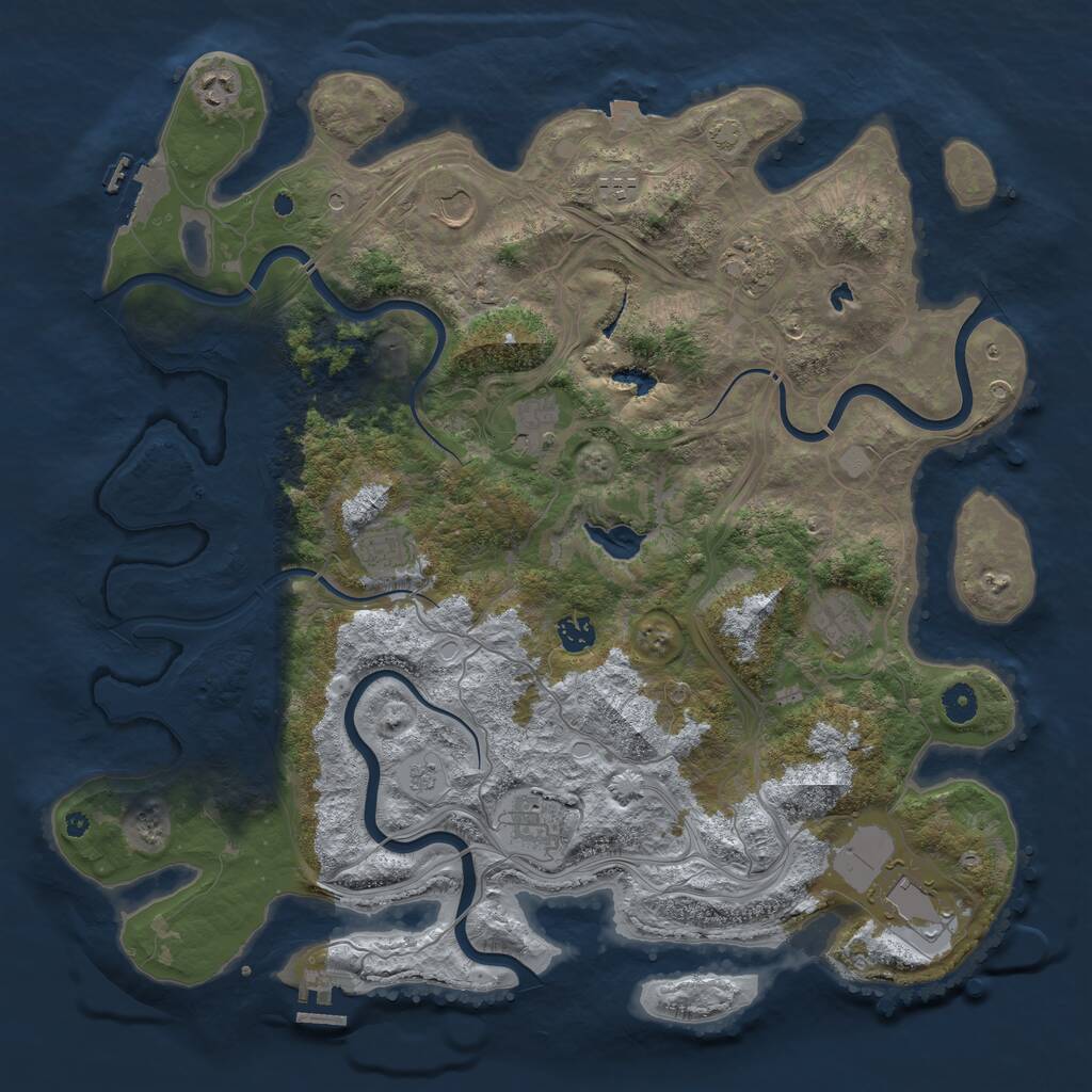 Rust Map: Procedural Map, Size: 4400, Seed: 10369, 16 Monuments