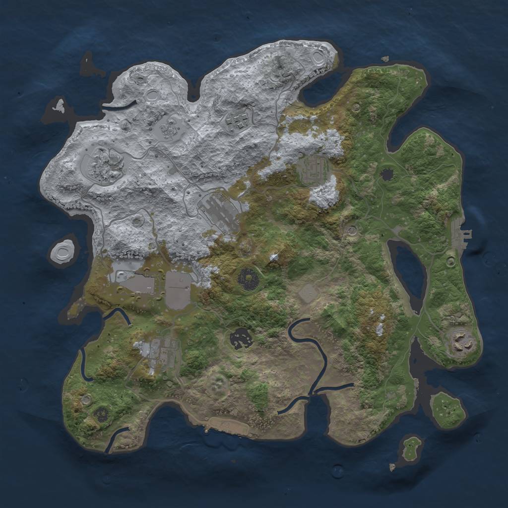 Rust Map: Procedural Map, Size: 3500, Seed: 543223435, 17 Monuments