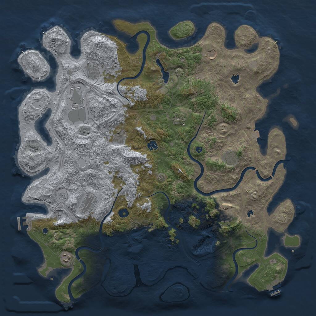 Rust Map: Procedural Map, Size: 4800, Seed: 611166419, 17 Monuments