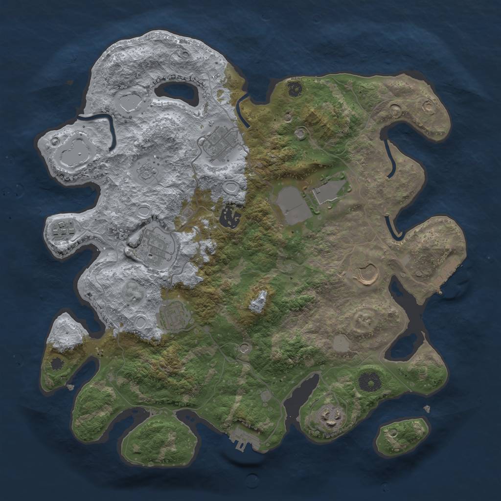 Rust Map: Procedural Map, Size: 3500, Seed: 2098660431, 17 Monuments